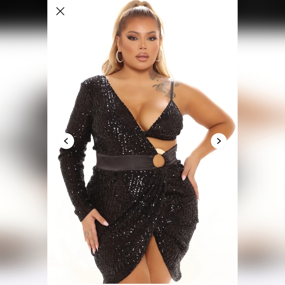 Fashion Nova 2X Epic Nights Sequin Gown Dress Black Party Sexy AX-1592 - Picture 2 of 14